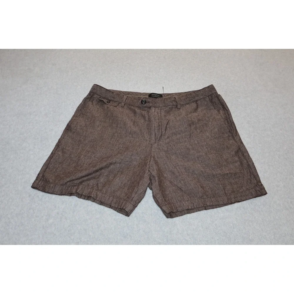 Banana Republic Linen Blend Shorts Hawaiian Mens 36 Brown Flat Casual Summer